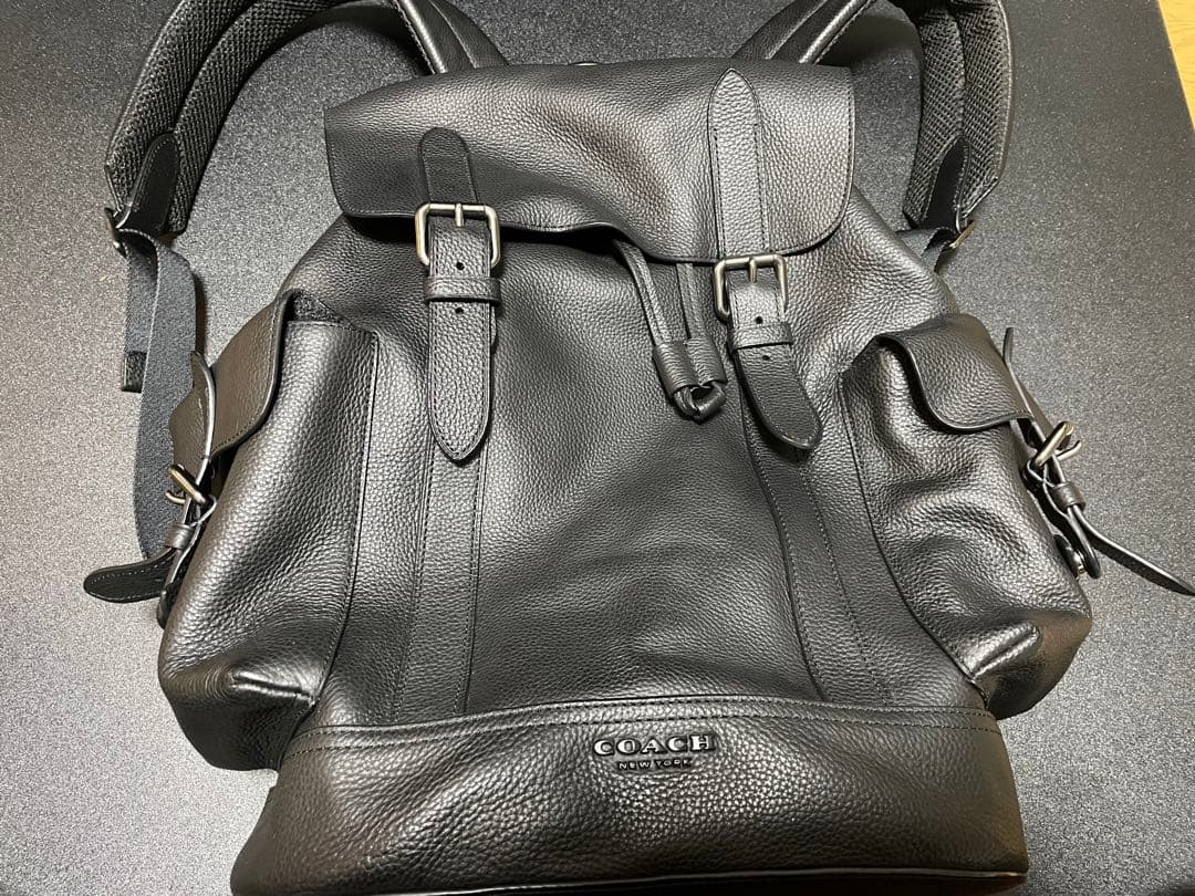 COACH ブラック レザーバックパック