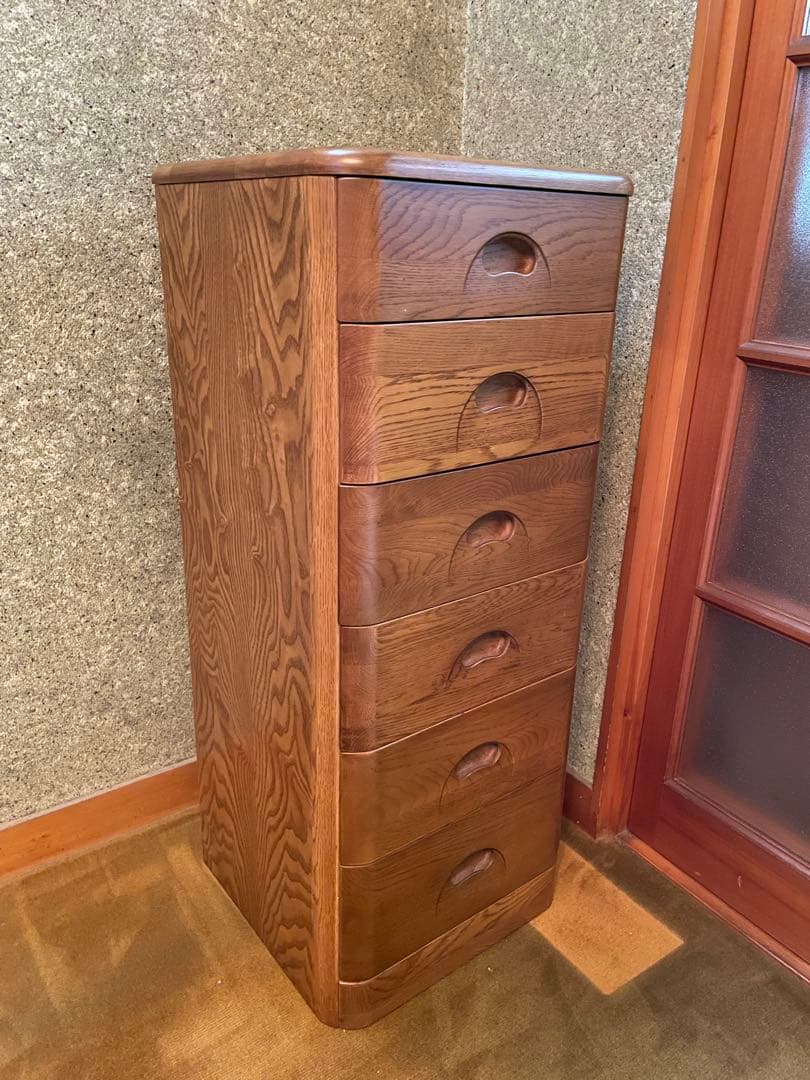 光製作所 チェスト6段 ナラ無垢材 昭和レトロ ヴィンテージ 家具