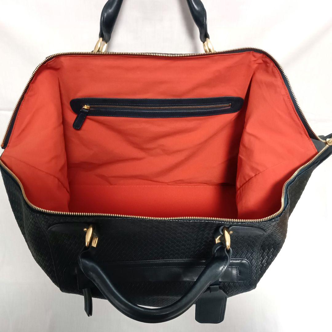 廃盤希少美品 フラソリティ 日本製 ボストンバッグ ショルダースト付き 紺色本革