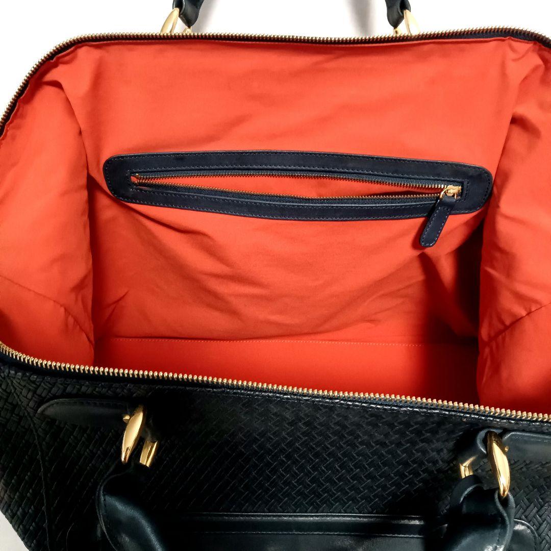 廃盤希少美品 フラソリティ 日本製 ボストンバッグ ショルダースト付き 紺色本革