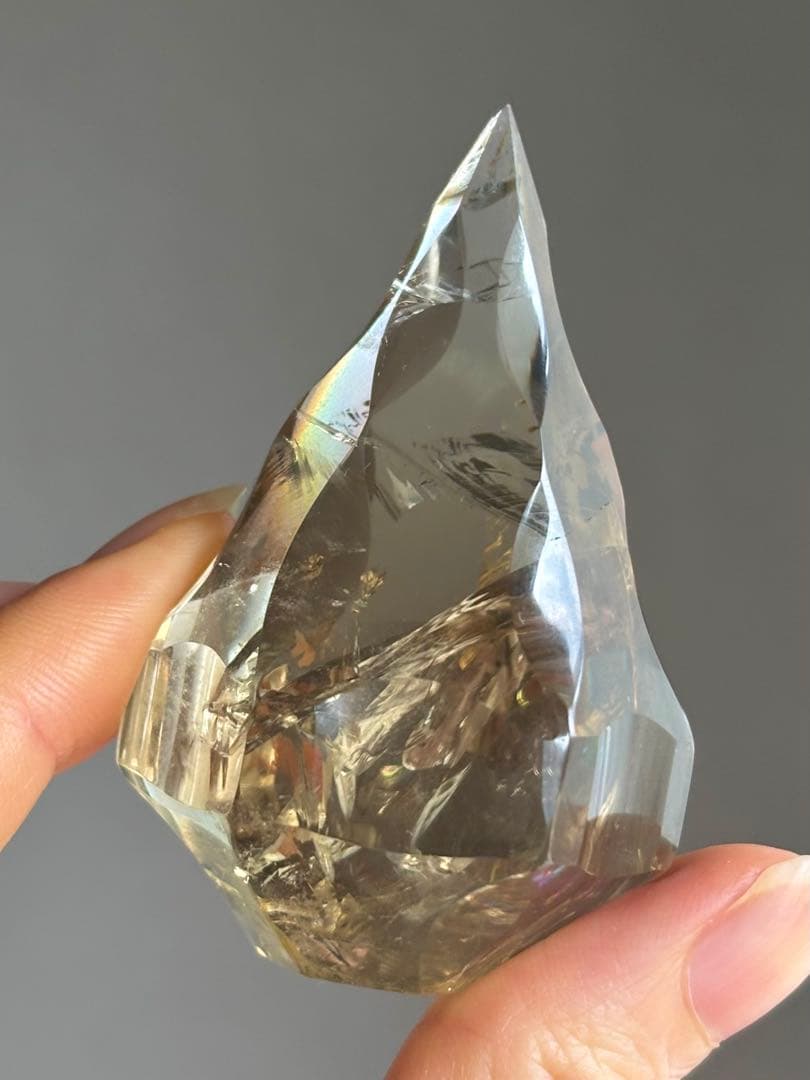 高品質　シトリン　フレイム　ダイヤモンド　虹　スモーキー