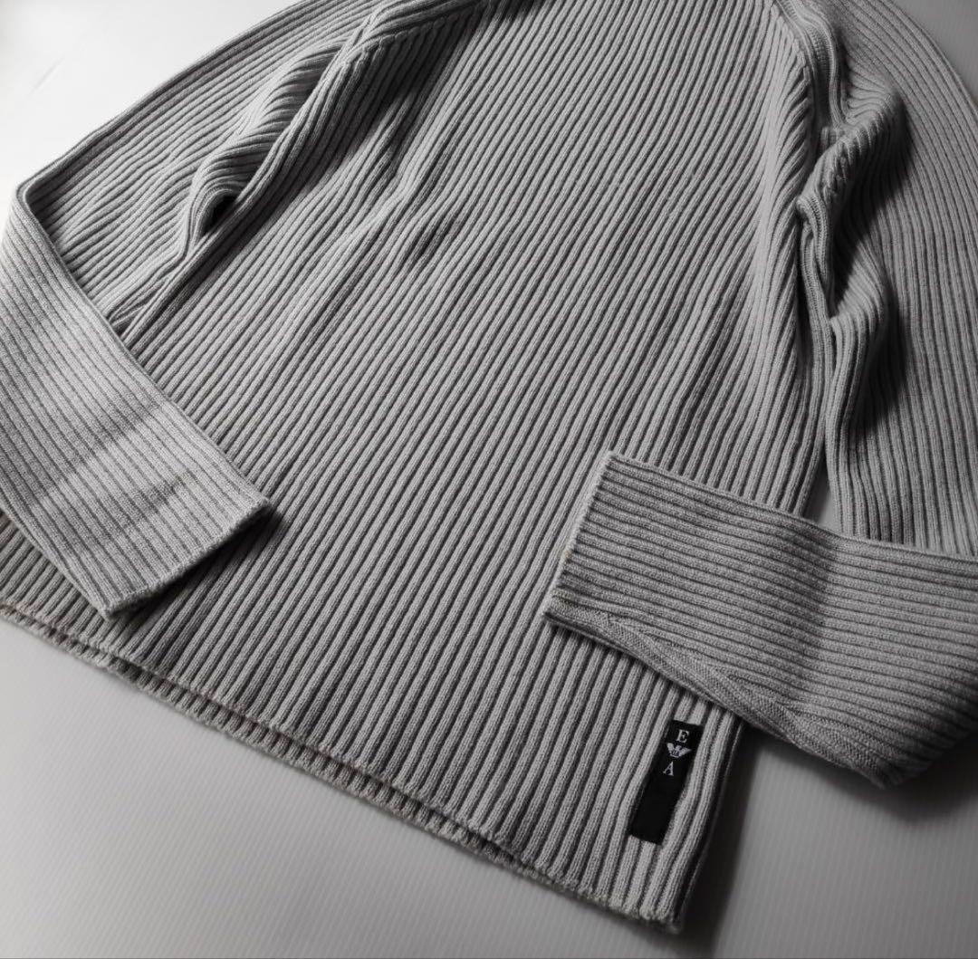 【正規品】EMPORIO ARMANI グレー ハイネックセーター 48 ジップ