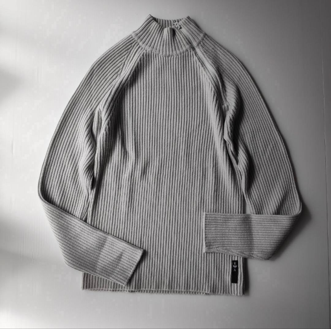 【正規品】EMPORIO ARMANI グレー ハイネックセーター 48 ジップ