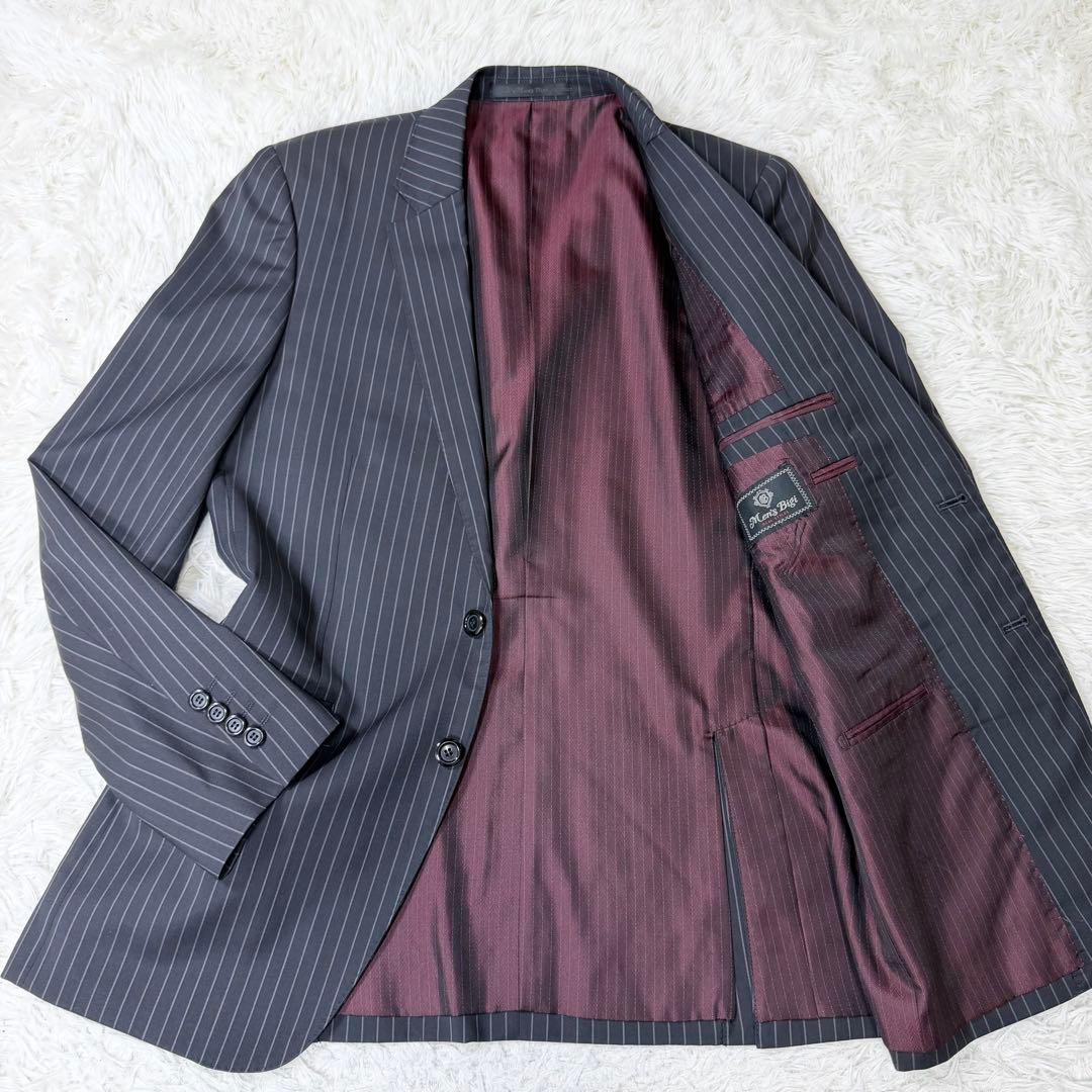 【高級/伊製生地】メンズビギ セットアップ スーツ SUPER 110'S 紺