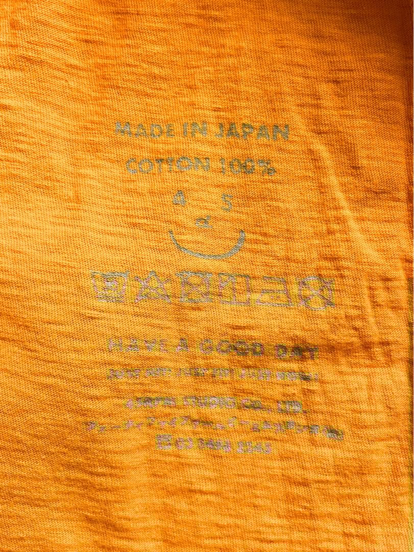 【45R】45rpm 綿100% 天竺の四角Tシャツ クルーネック オレンジ 2