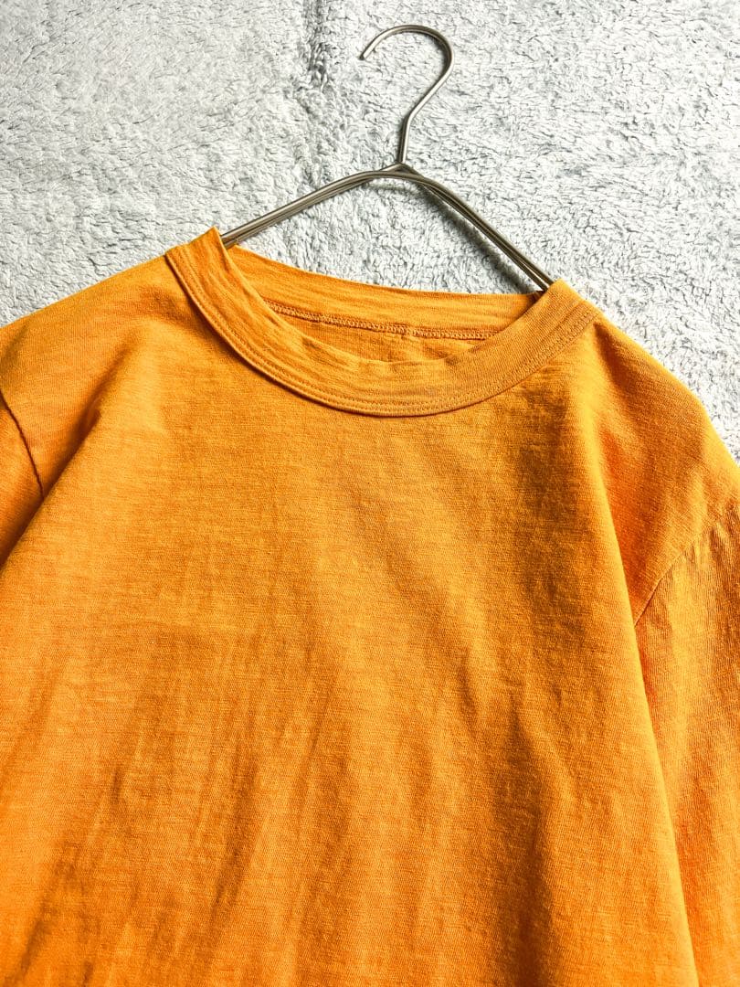 【45R】45rpm 綿100% 天竺の四角Tシャツ クルーネック オレンジ 2