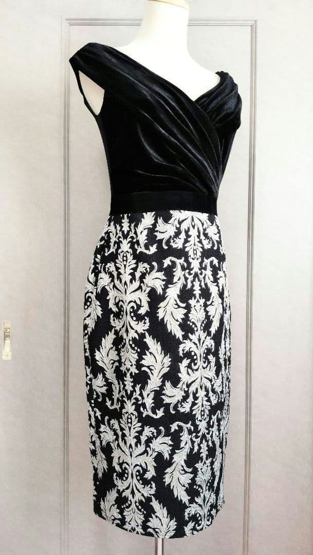 【TADASHI SHOJI】ベルベット×ジャガード ワンピース ドレス☆