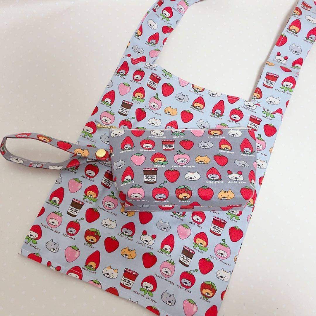 chibinyanco。 テントポーチ エコバッグ ねこ生地パッチワーク