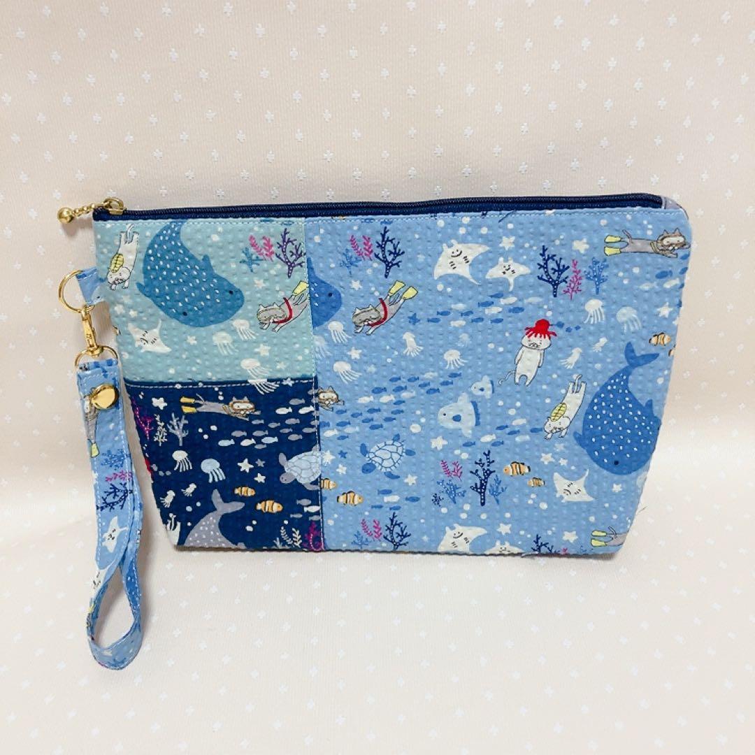 chibinyanco。 テントポーチ エコバッグ ねこ生地パッチワーク