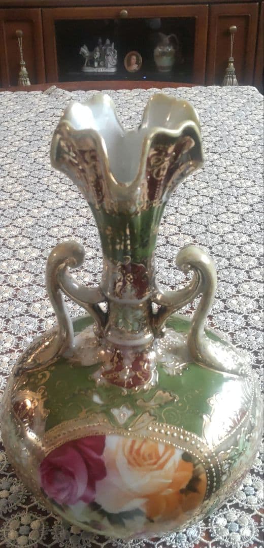 宮*浩様 アンティーク オールドニッポン アールヌーボー様式 薔薇紋 金盛り 花