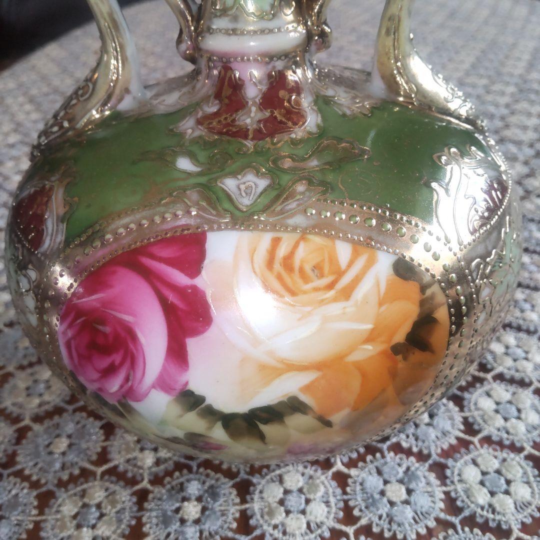 宮*浩様 アンティーク オールドニッポン アールヌーボー様式 薔薇紋 金盛り 花