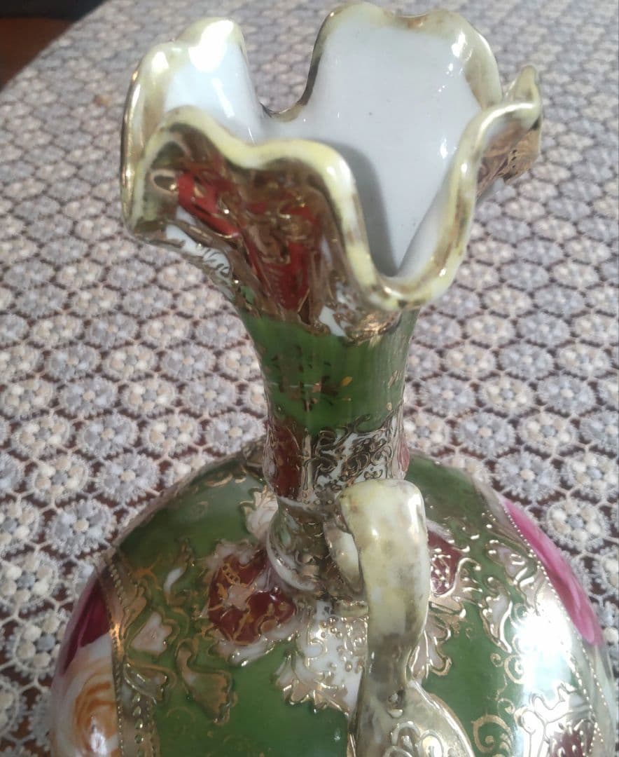 宮*浩様 アンティーク オールドニッポン アールヌーボー様式 薔薇紋 金盛り 花