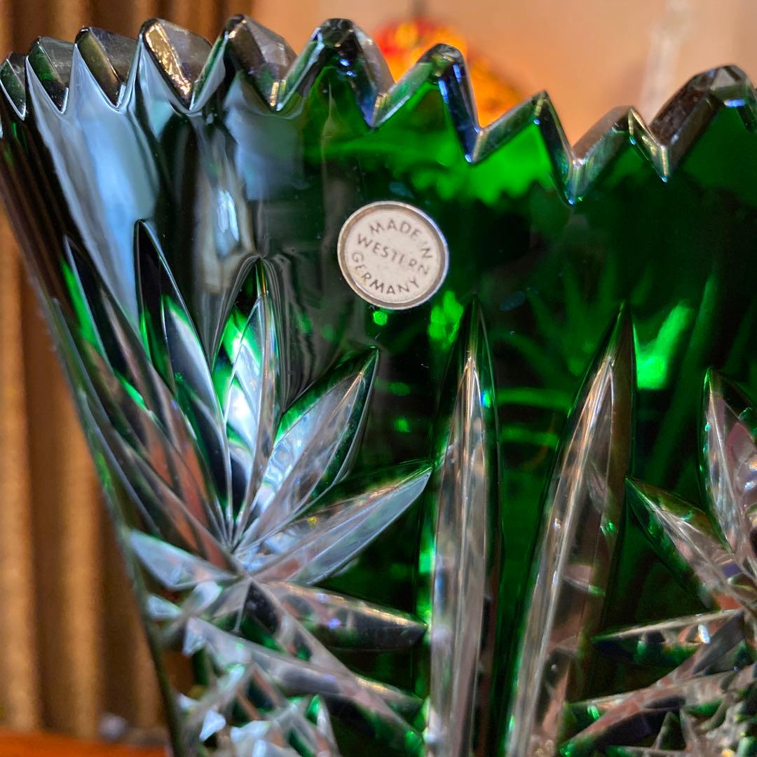 西ドイツ製　R KUNZE クリスタル　切子　花瓶　フラワーベース　置物　レア