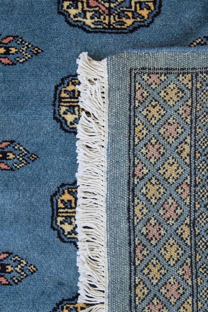 新品　トライバルラグ　ブハラ　ラホール産　（195×127cm) ブルー 青