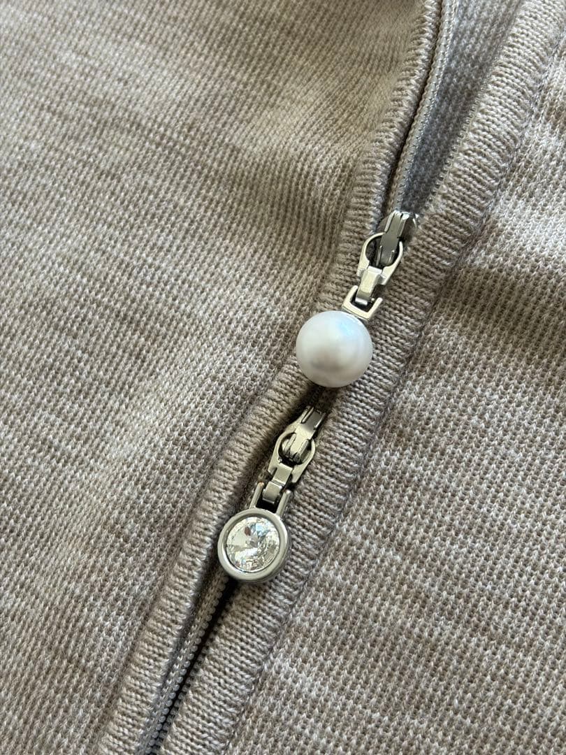 Reneカーディガン　ダブルジッパー　モカベージュ36Mルネ