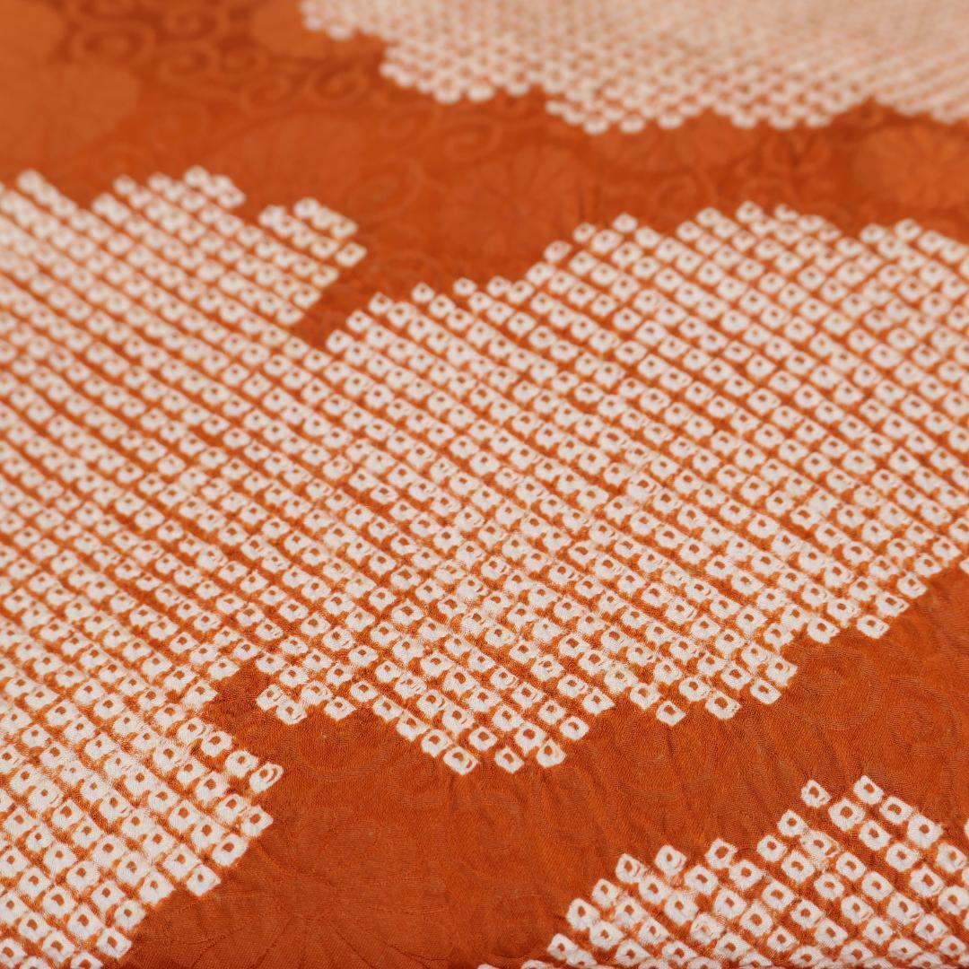 あ*い様 綸子縮緬 茶レンガ地 雲取り絞り 名古屋帯 正絹