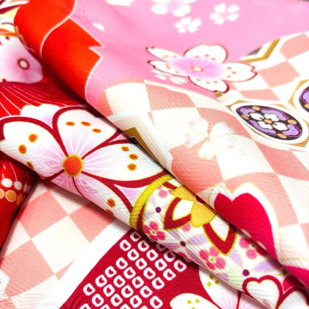 【新品未使用】新柄現代物 お宮参り 産着 合繊 洗える着物 祝着 白 ピンク