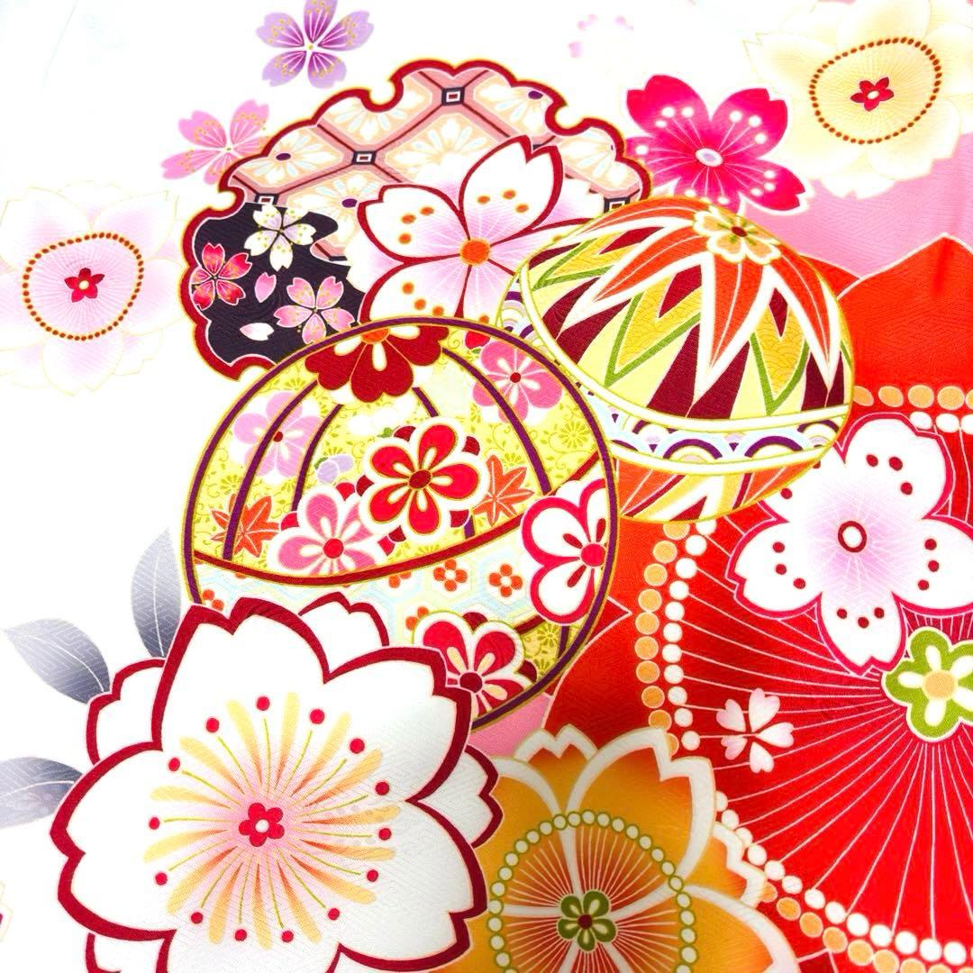 【新品未使用】新柄現代物 お宮参り 産着 合繊 洗える着物 祝着 白 ピンク