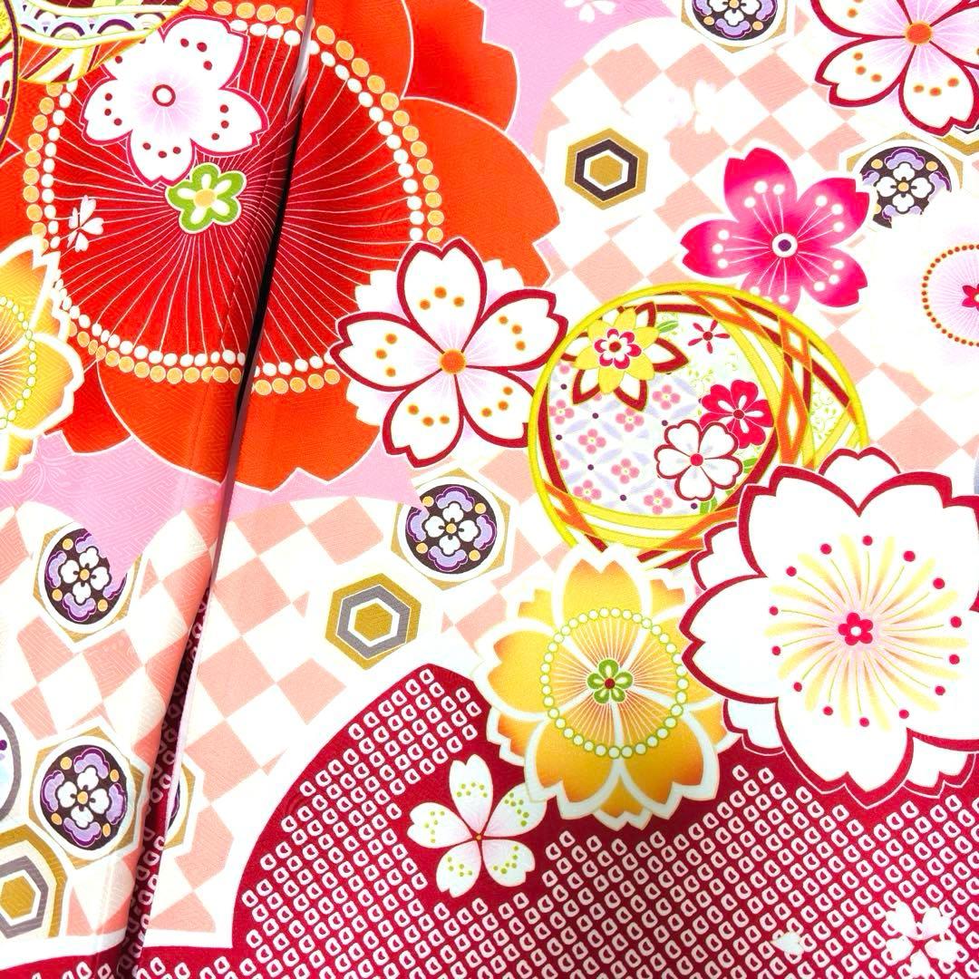 【新品未使用】新柄現代物 お宮参り 産着 合繊 洗える着物 祝着 白 ピンク