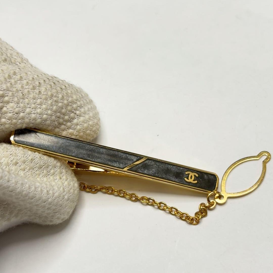 CHANEL ネクタイピン ヴィンテージ 24KGF ココマーク グレー系