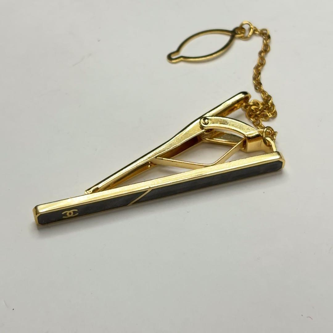 CHANEL ネクタイピン ヴィンテージ 24KGF ココマーク グレー系