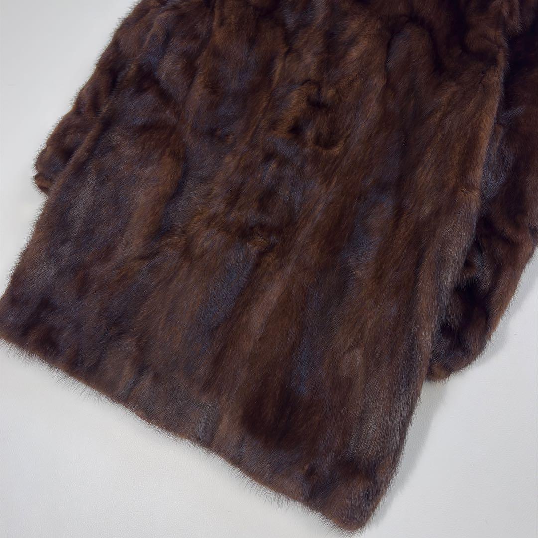 高級 IWASAKI 毛皮コート ファーコート ミンク ロング ダークブラウン