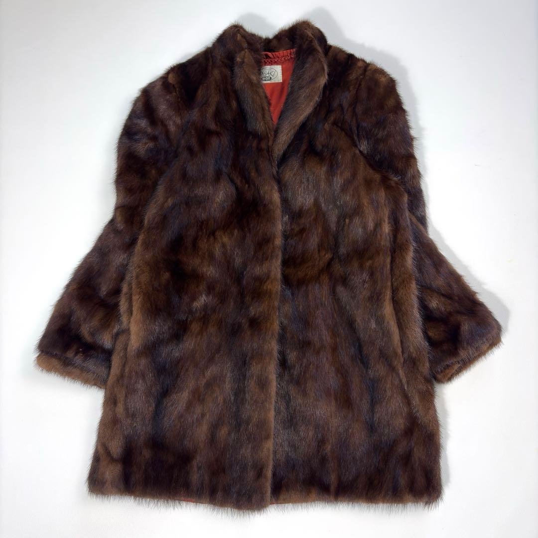 高級 IWASAKI 毛皮コート ファーコート ミンク ロング ダークブラウン