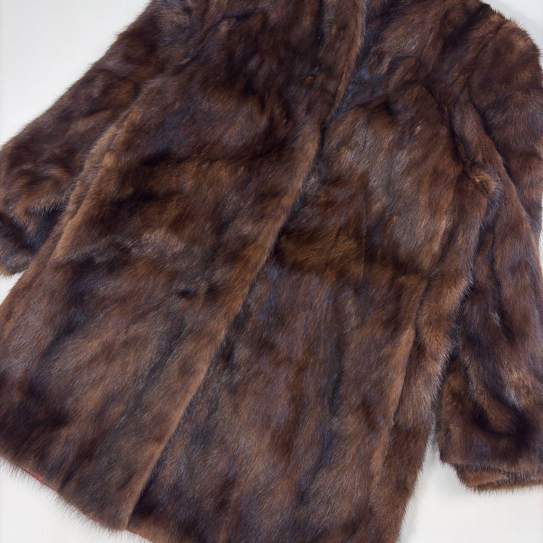 高級 IWASAKI 毛皮コート ファーコート ミンク ロング ダークブラウン