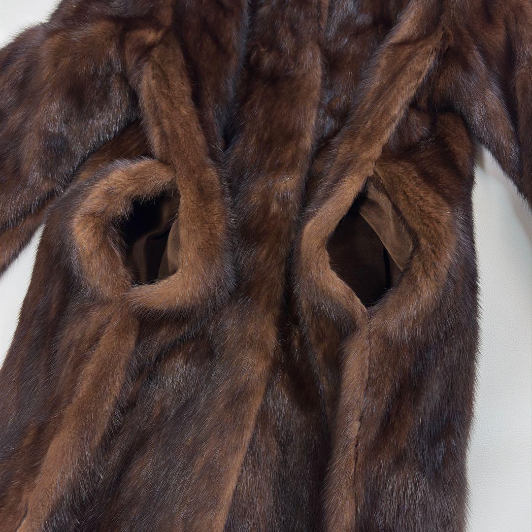 高級 IWASAKI 毛皮コート ファーコート ミンク ロング ダークブラウン