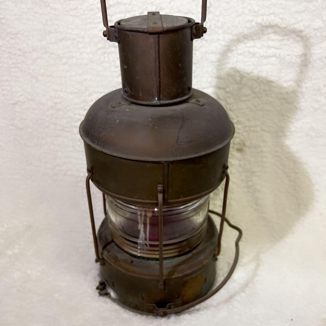 日本船燈 　赤色　左舷灯　大型 オイルランプ 航海灯 昭和レトロ アンティーク