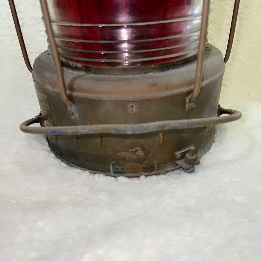 日本船燈 　赤色　左舷灯　大型 オイルランプ 航海灯 昭和レトロ アンティーク
