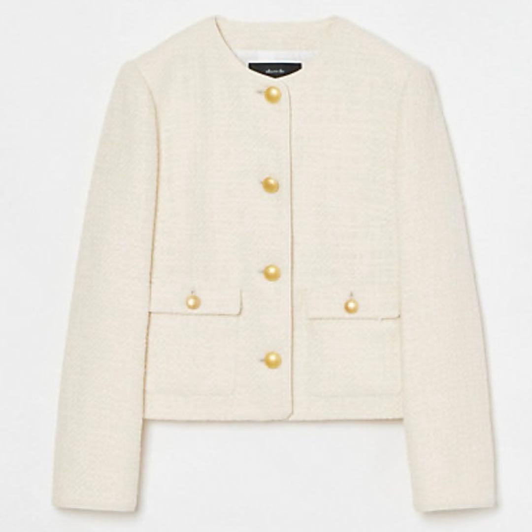 アルアバイル　ファンシーツィードクルーネックジャケット