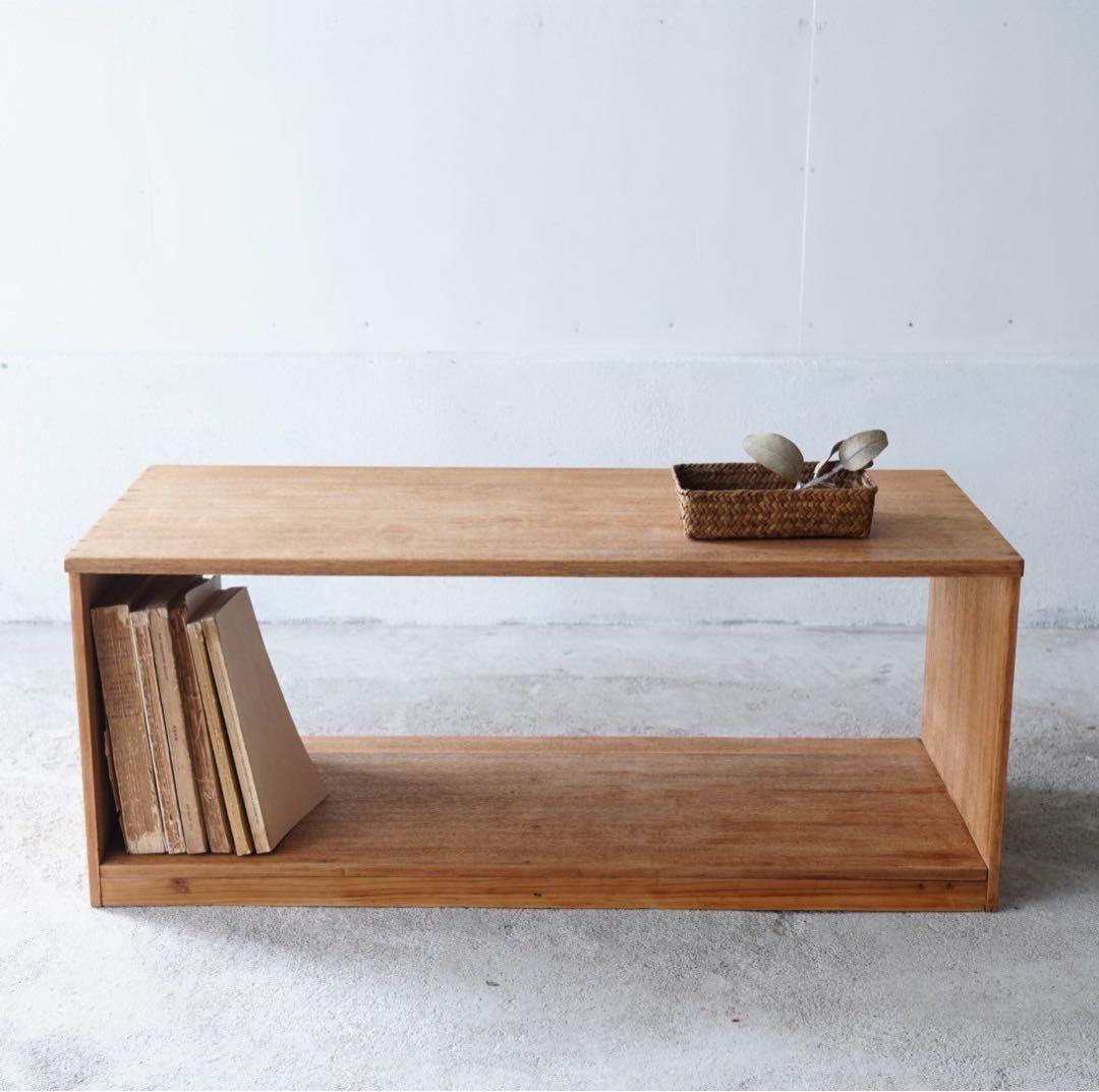 古い無垢材のローボード