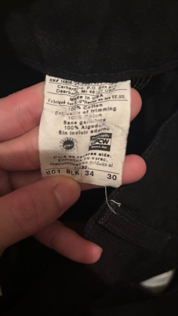 (値下げ可)usa製 34x30 Carhartt ダブルニー ブラック