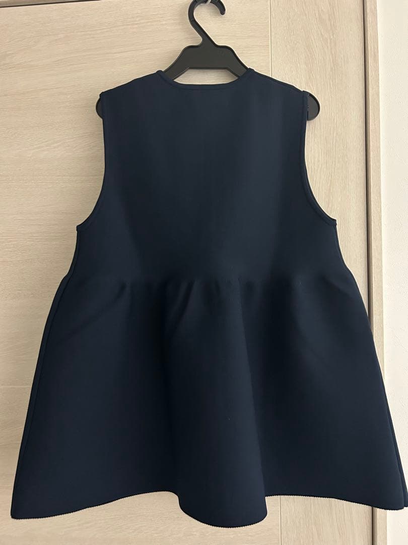 新品 P イレギュラーフリル ベスト チュニック アシンメトリー ネイビー