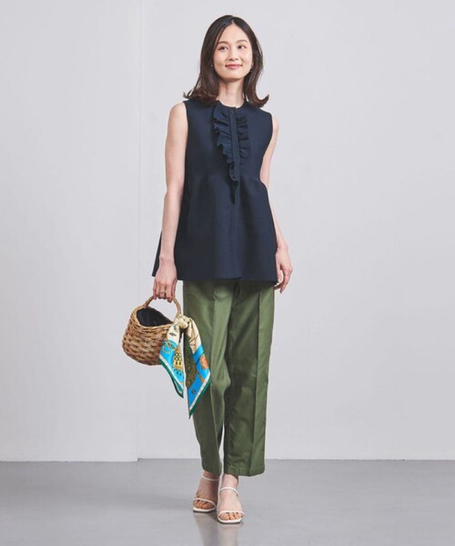 新品 P イレギュラーフリル ベスト チュニック アシンメトリー ネイビー