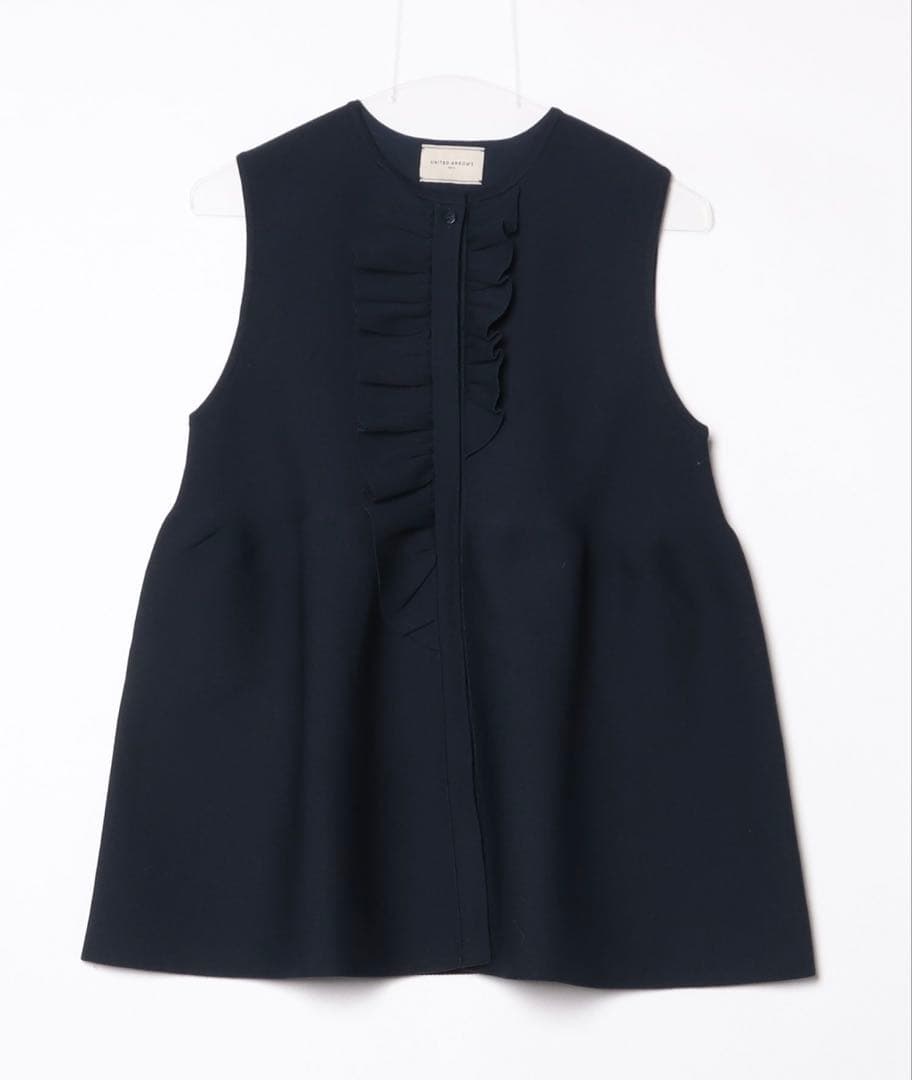 新品 P イレギュラーフリル ベスト チュニック アシンメトリー ネイビー