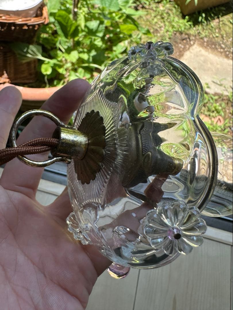 20's フランス アンティーク ピンクムラーノガラスの可愛いミニシャンデリア＊