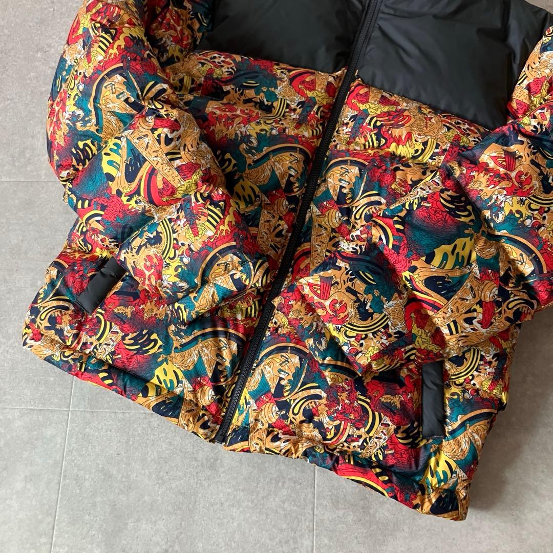 日本未発売 ノースフェイス 総柄 マルチカラー ダウンジャケット/M