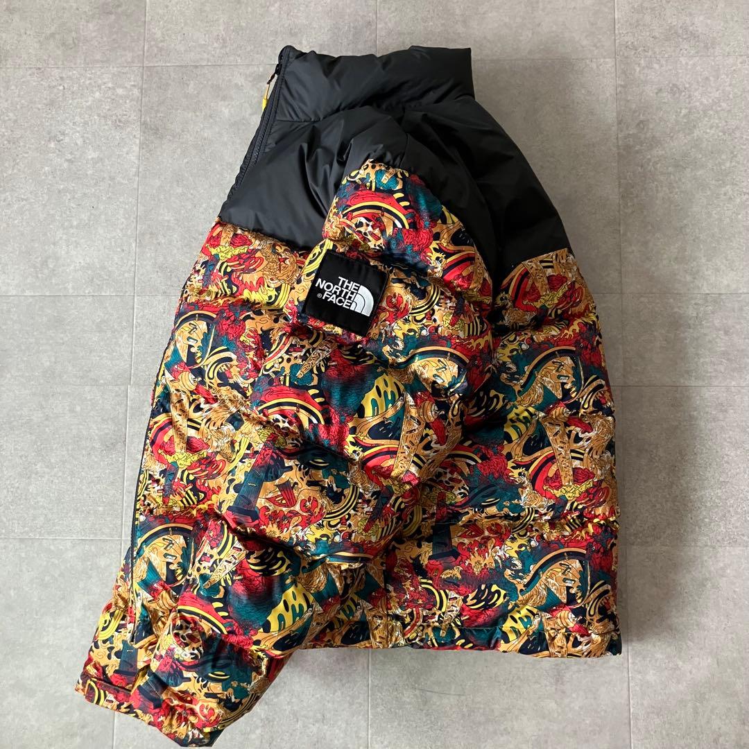 日本未発売 ノースフェイス 総柄 マルチカラー ダウンジャケット/M