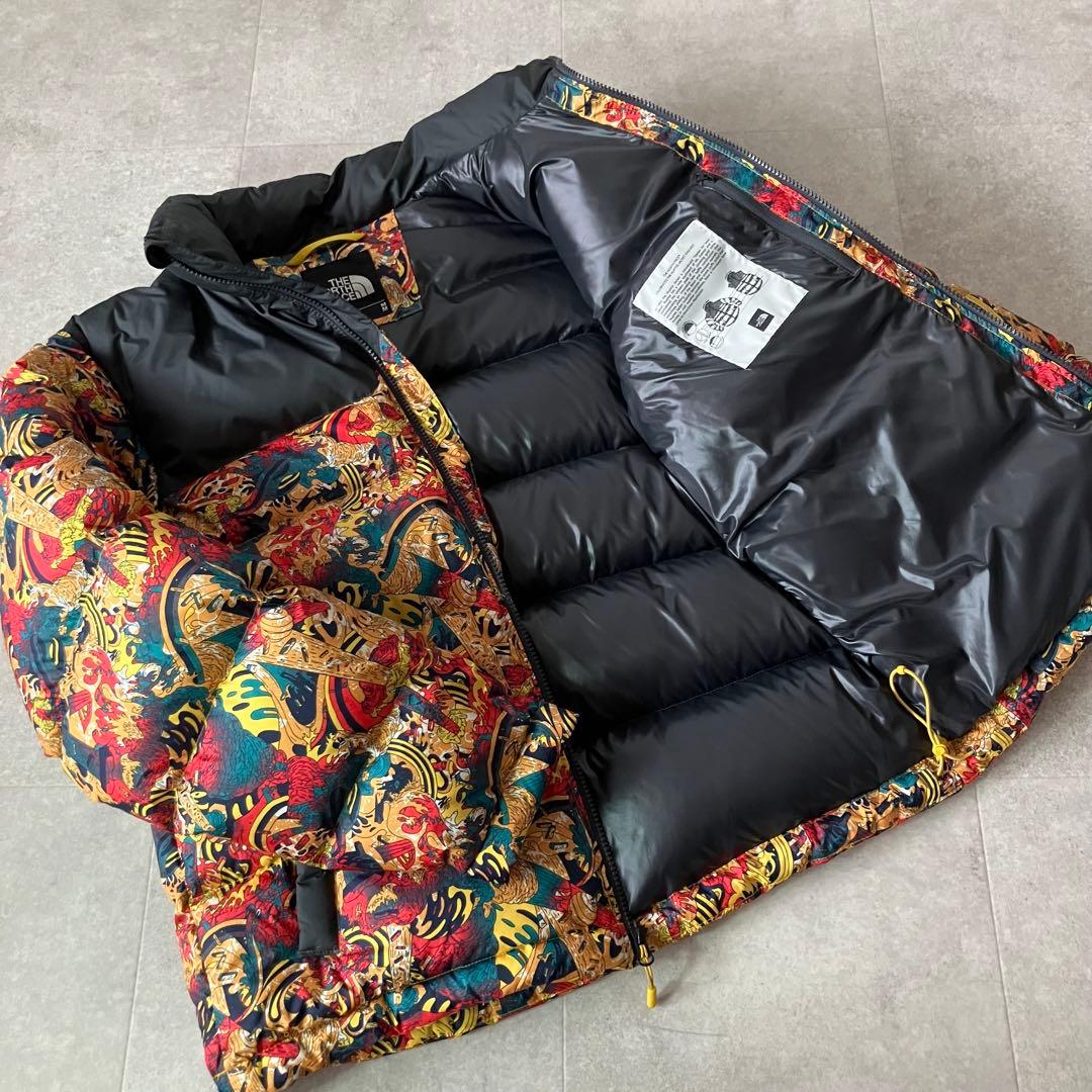 日本未発売 ノースフェイス 総柄 マルチカラー ダウンジャケット/M