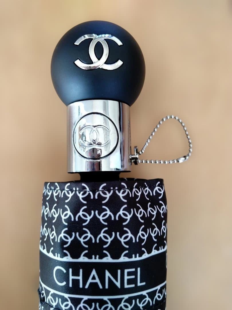 CHANEL 折りたたみ傘 ブラック 自動開閉ボタン有り