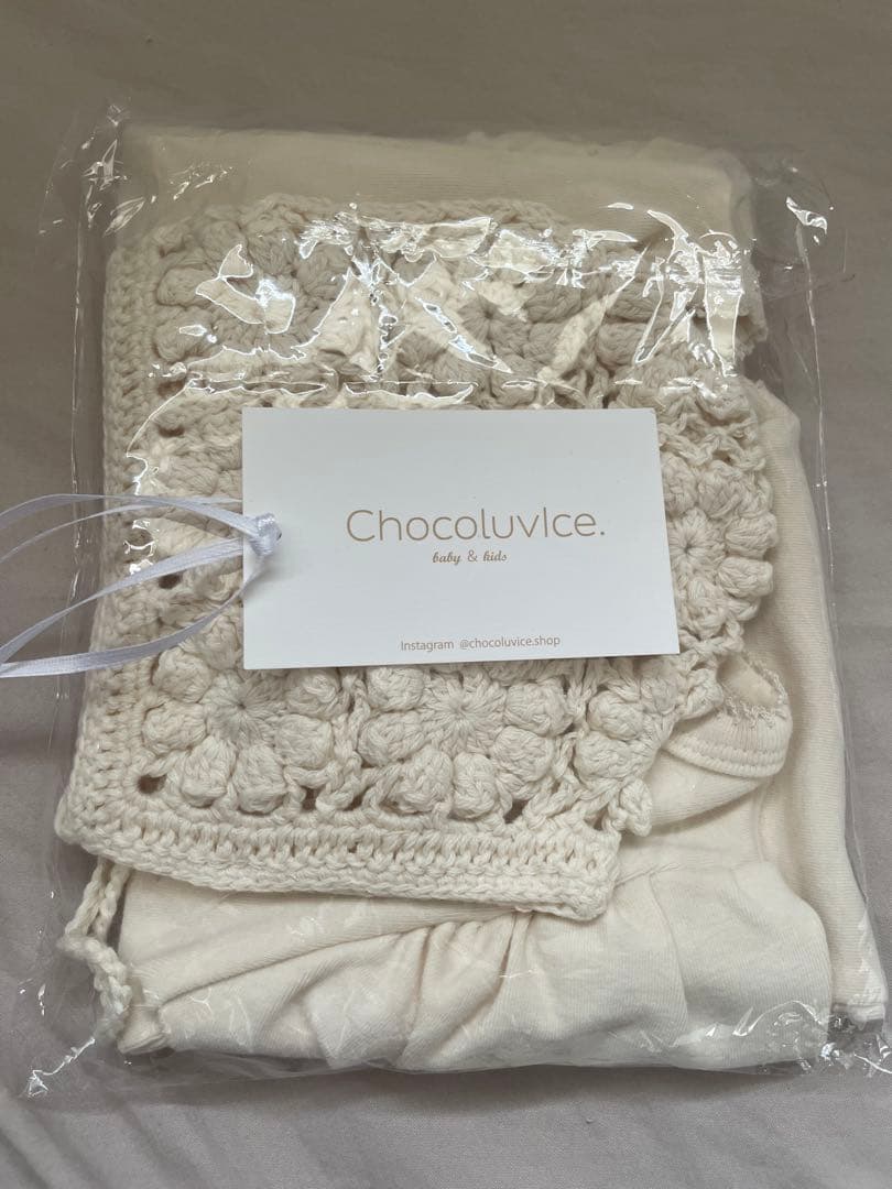 【新品】monbebe ロンパース ボンネットセットcream new born