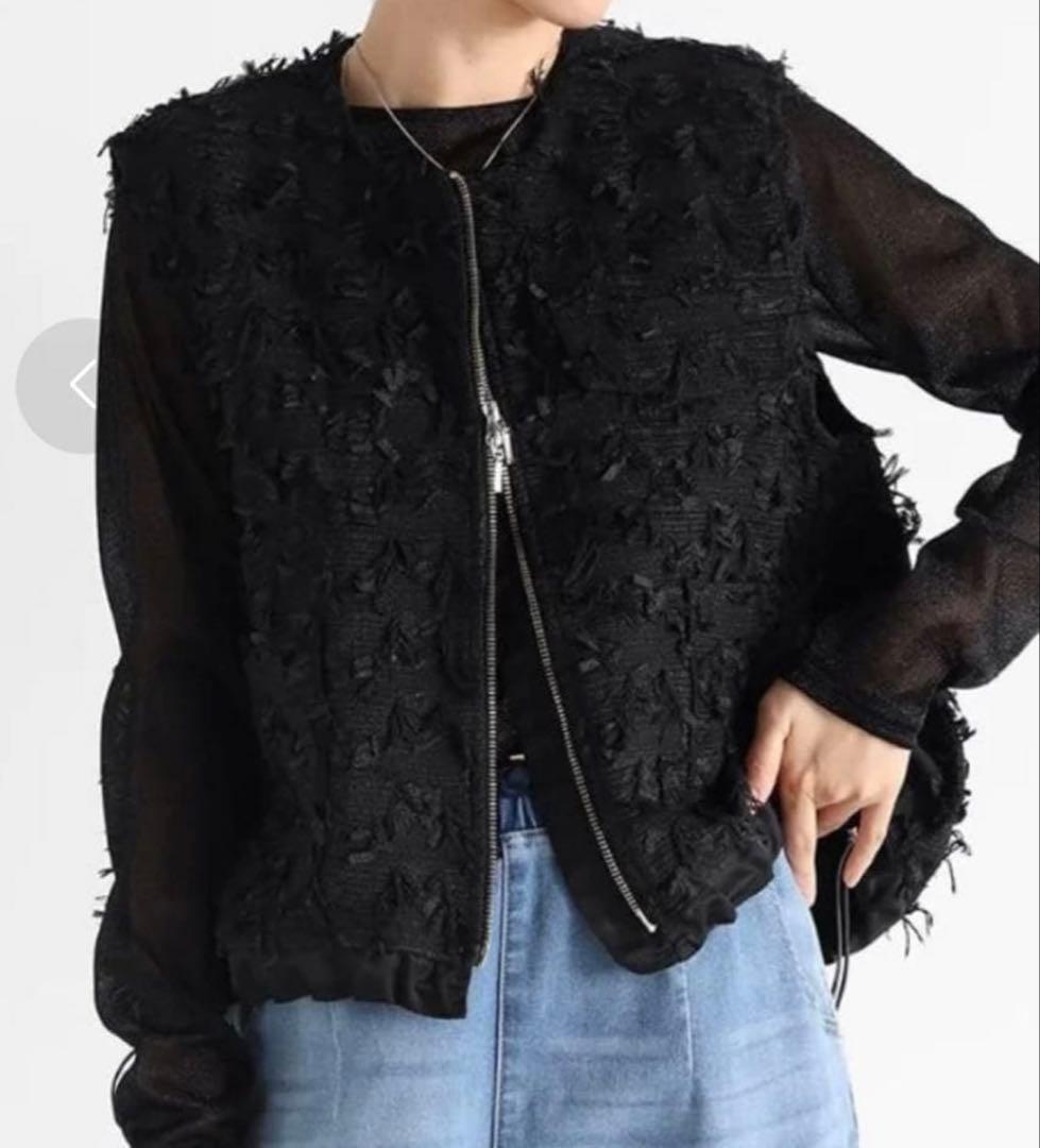 新品！Vin ジャガードダブルジップジレ ブラック　ヤマダヤ　スコットクラブ