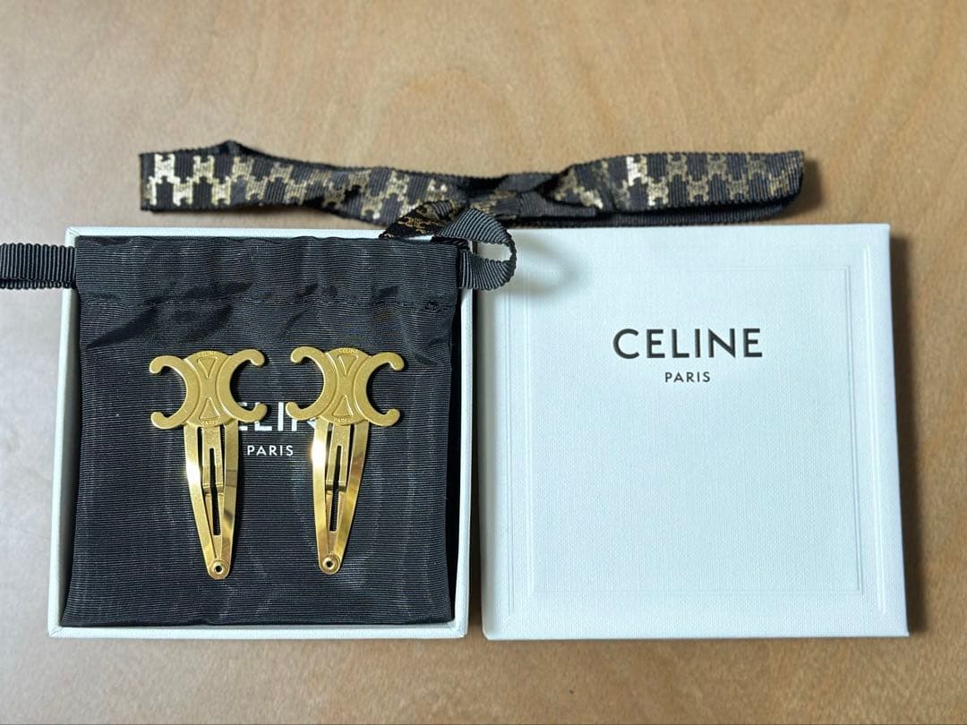【美品】値下げ！CELINE ヘアクリップ 2つセット / ゴールド