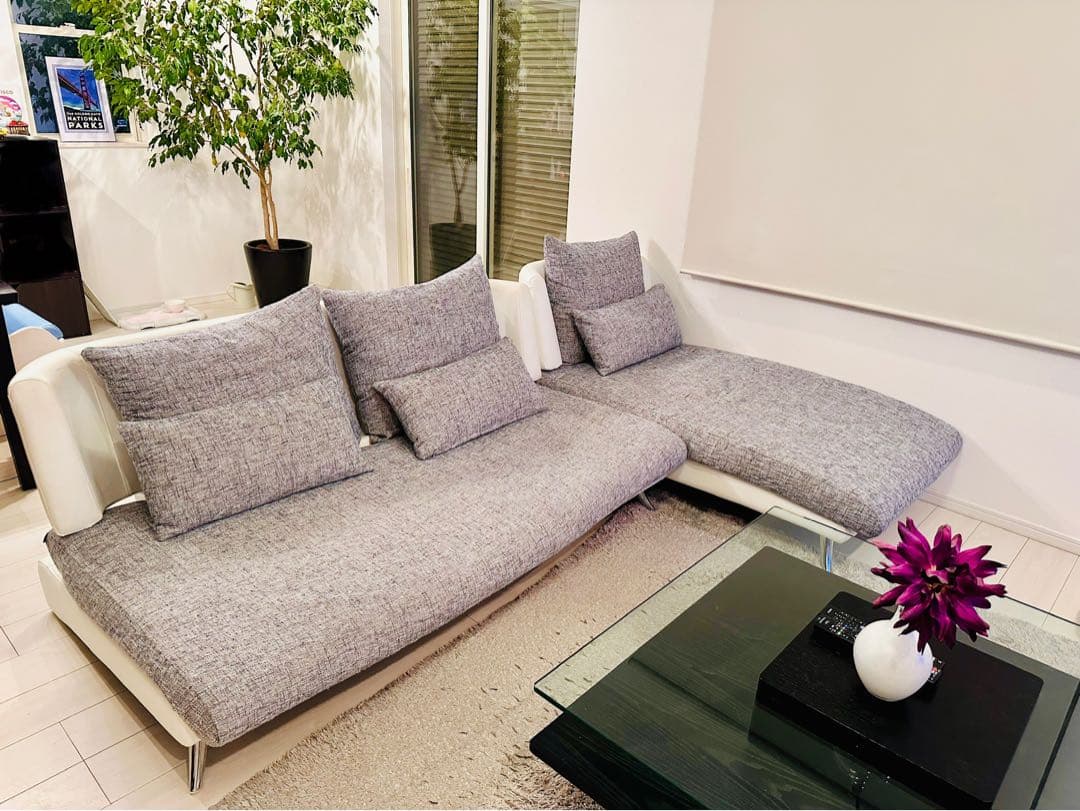 アルモニア Bella curva L字型ソファセット グレーホワイト3人用