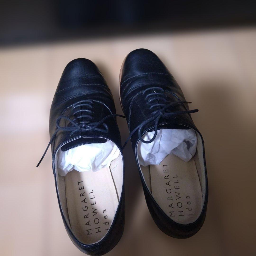 MARGARET HOWELL idea 黒革靴 オックスフォード レースアップ