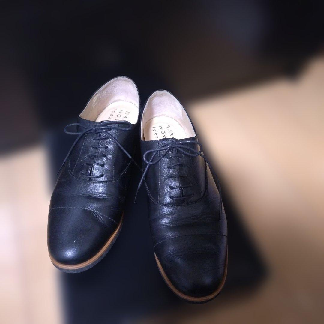 MARGARET HOWELL idea 黒革靴 オックスフォード レースアップ