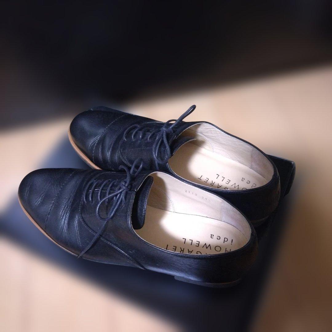 MARGARET HOWELL idea 黒革靴 オックスフォード レースアップ