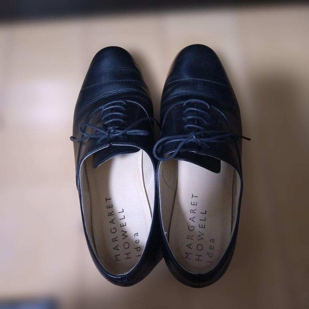 MARGARET HOWELL idea 黒革靴 オックスフォード レースアップ